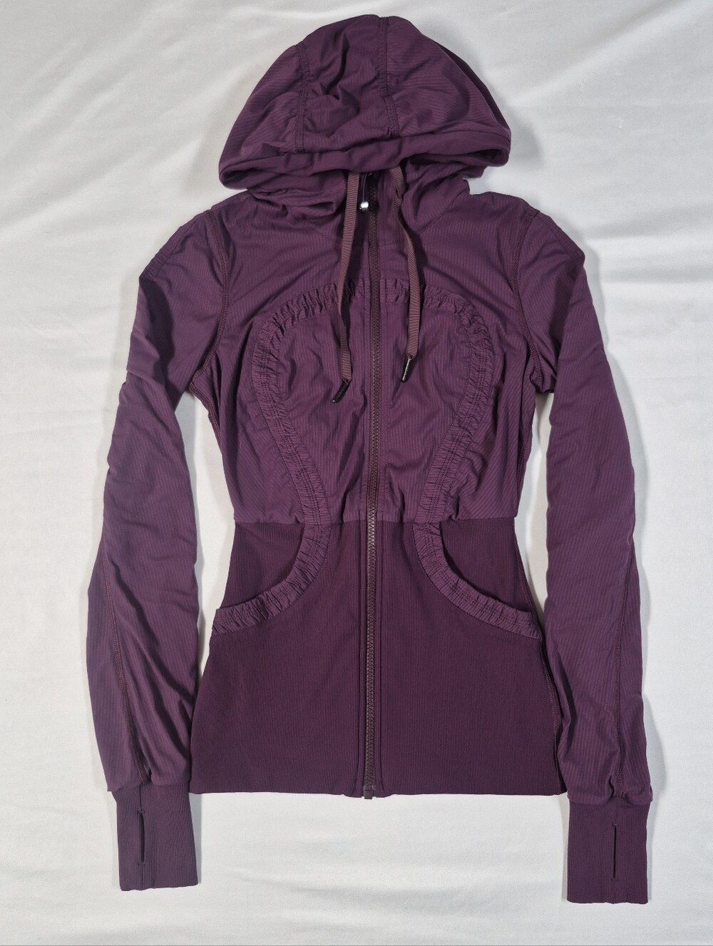 Lululemon Dance Studio Jacket III Size 4 Plum Purple Reversible Ruched Hooded